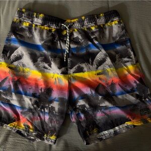 Maui and Sons Multicolor Palm Print Athletic Shorts